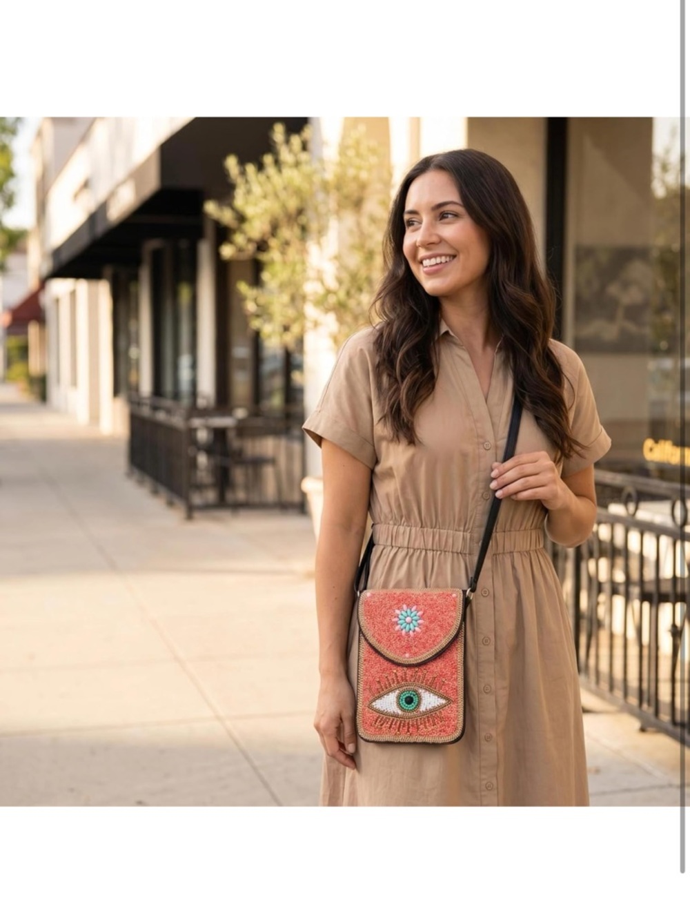 Embellished Beaded Evil Eye Crossbody Bag NWT - Picture 2 of 7